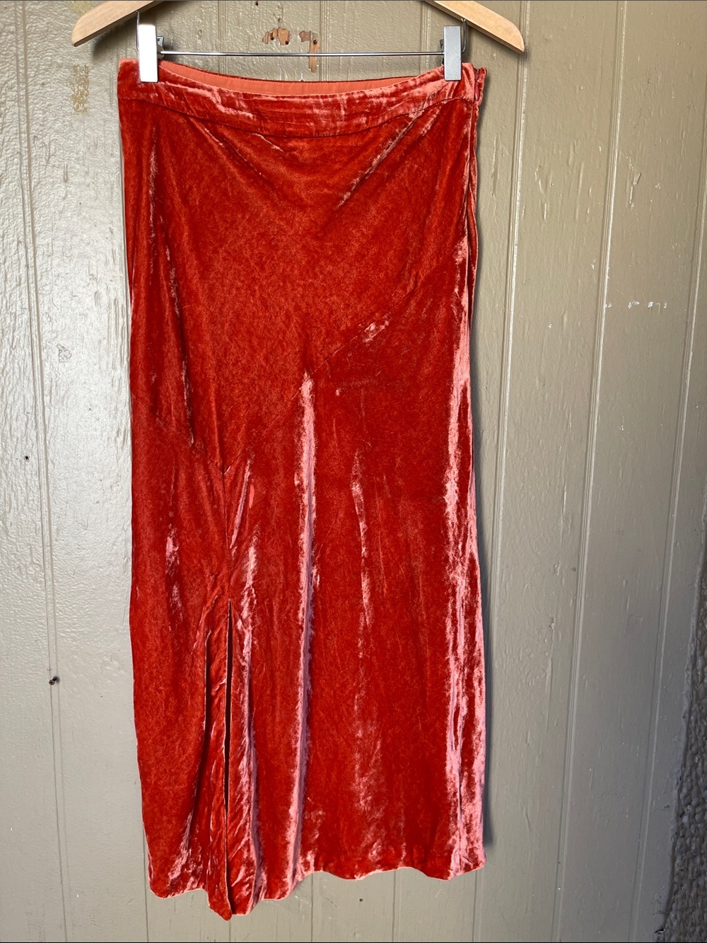 Anthropologie Maeve Velvet Skirt in Orange Size 8